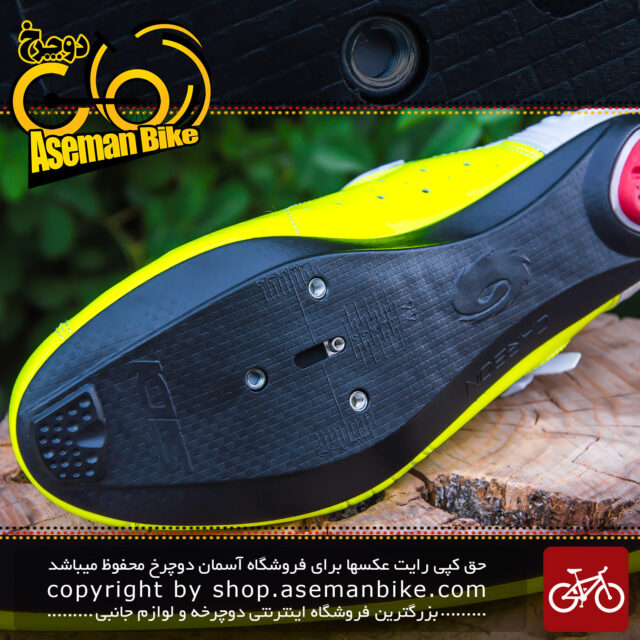 کفش دوچرخه کورسی جاده قفل شو لاک سی دی ایتالیا مدل جنیوس 5 فیت کربن سفید زرد SIDI Shoes Road Genius 5 Fit Carbon