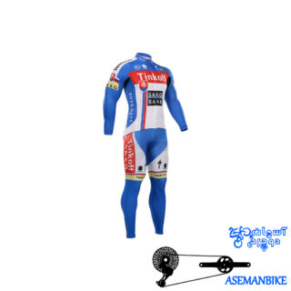 لباس دوچرخه ست کامل پیراهن شلوار دوبنده ساکسو بنک Cycling Jersey Bib Pants Set Saxo Bank