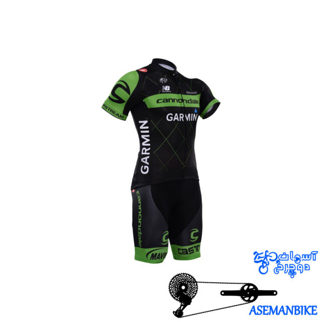 لباس دوچرخه ست کامل پیراهن شورت دوبنده گارمین Cycling Jersey Bib Shorts Set Garmin