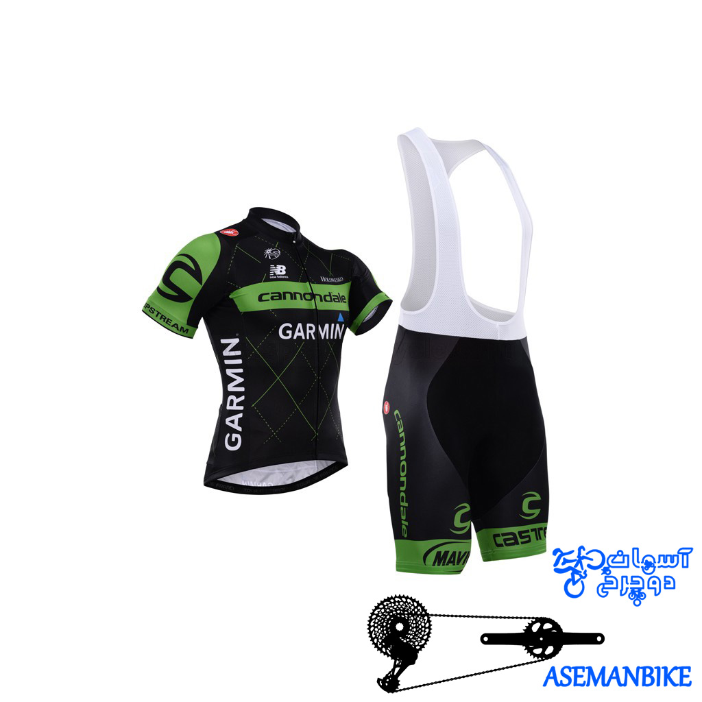 لباس دوچرخه ست کامل پیراهن شلوار دوبنده موی استار Cycling Jersey Bib Pants Set Movistar