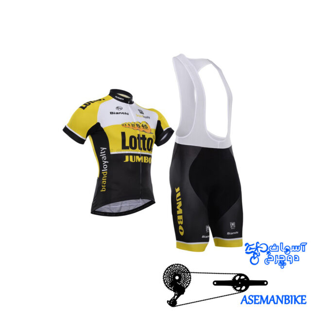 لباس دوچرخه ست کامل پیراهن شورت دوبنده لوتو Cycling Jersey Bib Shorts Set Lotto