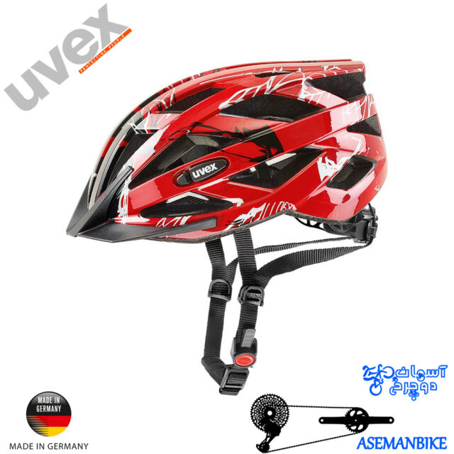 کلاه دوچرخه سواری یوکس آلمان مدل آی وی او سی قرمز مشکی Uvex Helmet Bicycle I-VO C