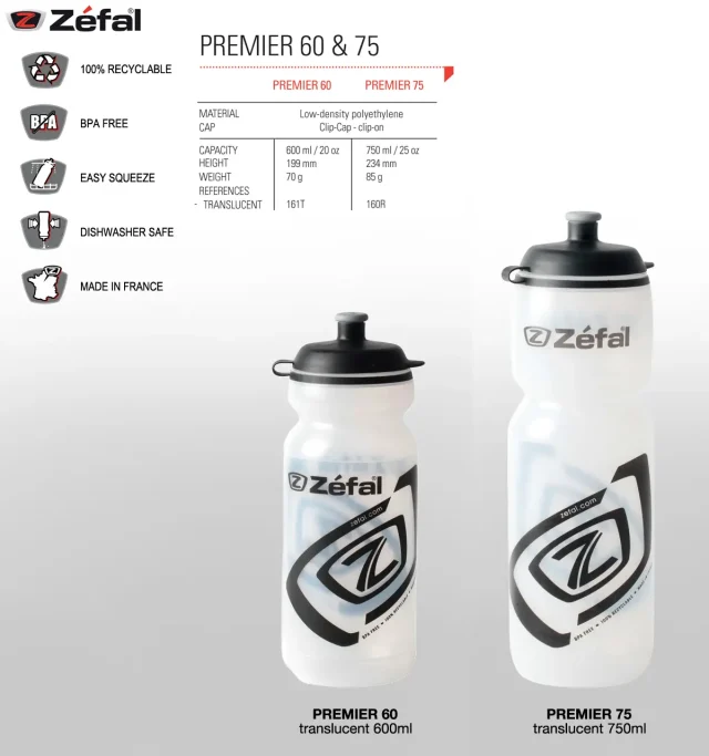 قیمت خرید قمقمه دوچرخه زفال Zefal Water Bottle Premier 60 فرانسه / اصل با ضمانت 🏆
