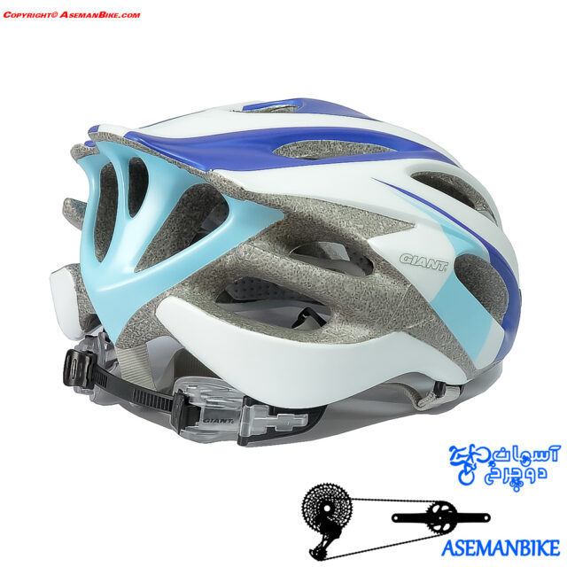 کلاه دوچرخه سواری کربن جاینت مدل آرس آبی و سفید Giant Helmet Ares Crabon Fiber Blue White