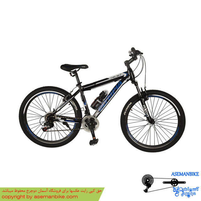 دوچرخه کوهستان المپیا مدل چلسی مشکی آبی سایز 26 Olympia Chelsea Mountian Bicycle