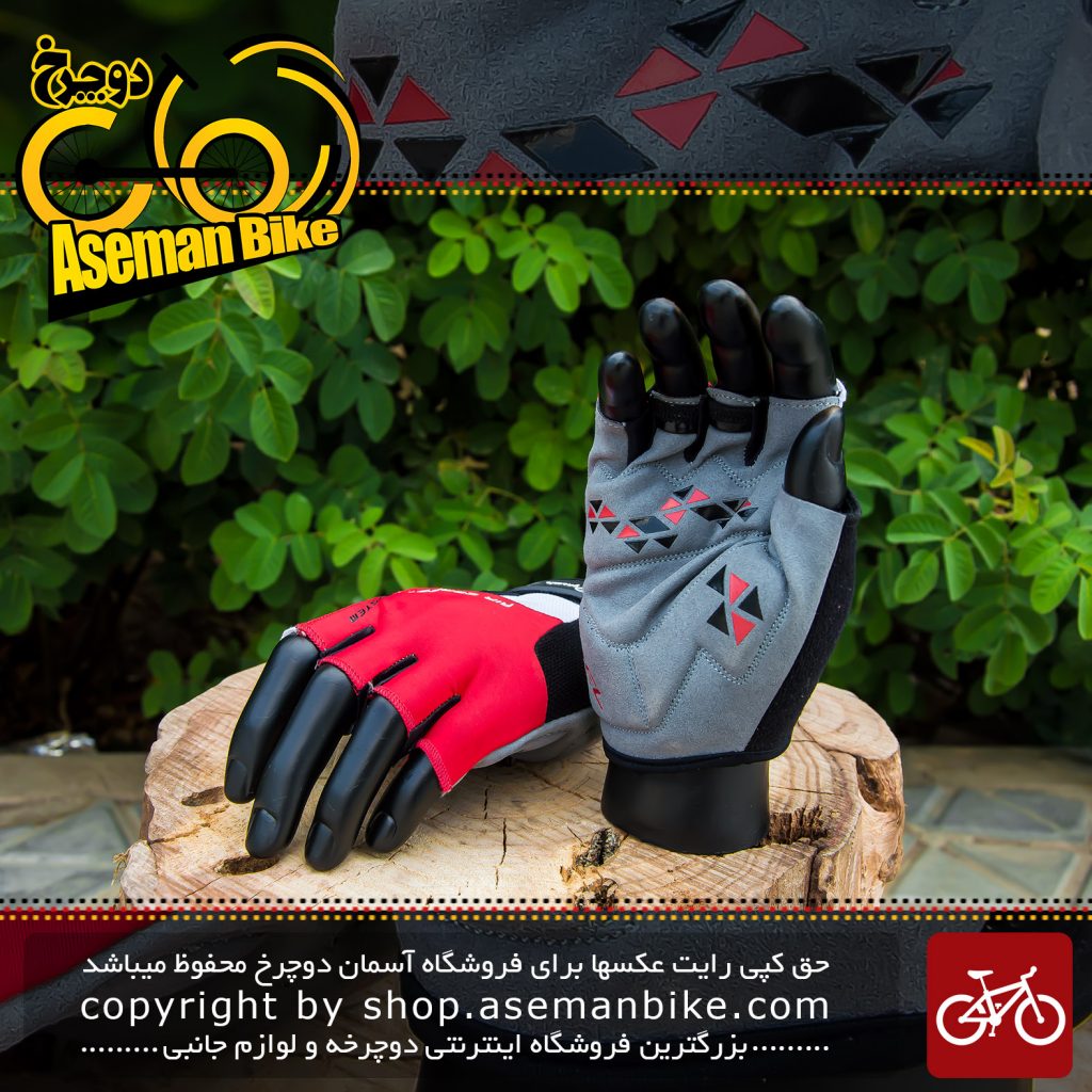 دستکش دوچرخه سواری دینامیک قرمز مشکی Dynamic Gloves