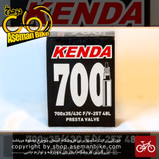 تیوپ دوچرخه کندا سایز 28 یا 700*35-43 سی والف بلند سوزنی پرستا فرانسوی Tube Bicycle Kenda Size 700x35-43C FV 25T Persta Valve 48mm L