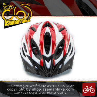 کلاه ایمنی دوچرخه سواری برند مون  مدل ام 12 رنگ سفید قرمز سایز 53 الی 63 سانتی متر Helmet Bicycle Moon M12 White RED