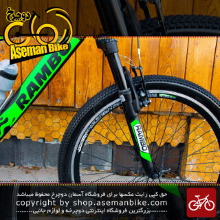 دوچرخه ی کوهستان رامبو مدل جوردن سایز 26 با سیستم دنده ی 21 سرعته مشکی سبز 2020  Bicycle Rambo Jordan MTB Size 26 21 Speed Black & Green 2020
