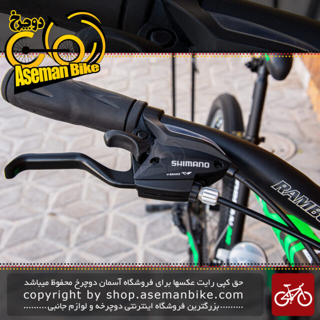 دوچرخه ی کوهستان رامبو مدل جوردن سایز 26 با سیستم دنده ی 21 سرعته مشکی سبز 2020 Bicycle Rambo Jordan MTB Size 26 21 Speed Black & Green 2020