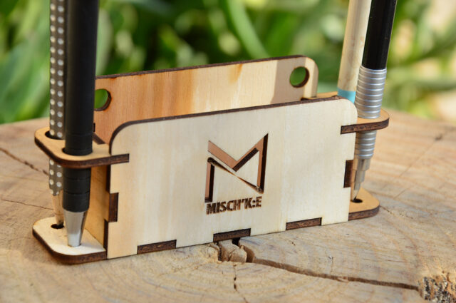 مینی استند چوبی قلم و دفترچه مشکی برند کد اکسپو 80 Meshki Brand Mini Wooden Pen Stand EXPO80