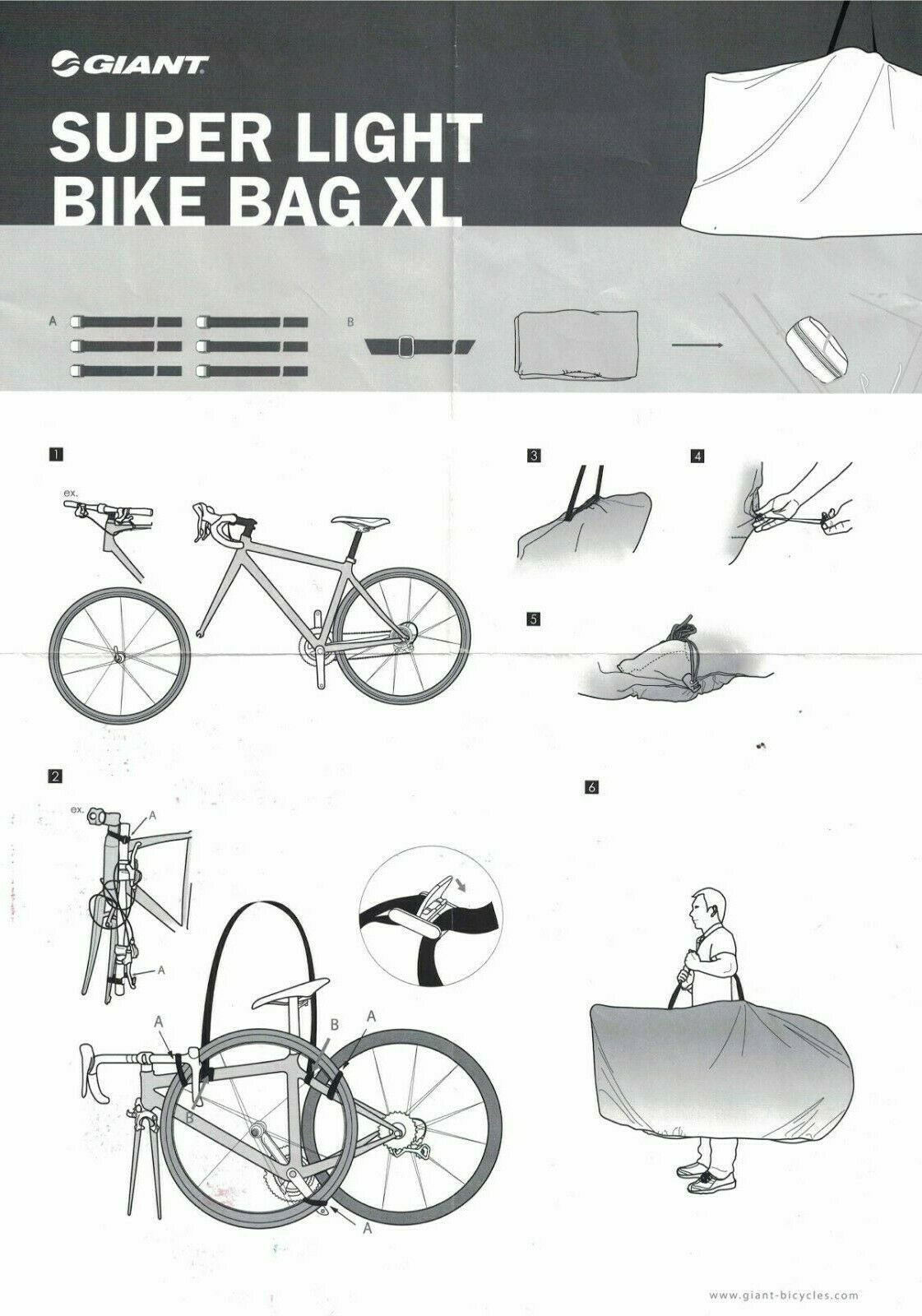 کیف ساک مخصوص حمل دوچرخه جاینت فوق سبک سایز ایکس لارج کد 631300008 Giant Super-light Weight Bicycle Bag XL