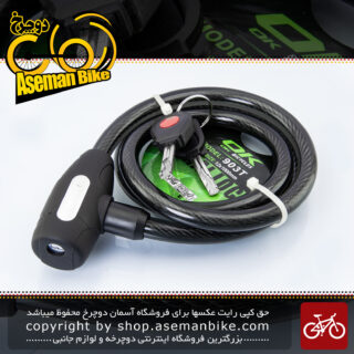 قفل کابلی سیم بکسلی کلیدی دوچرخه برند اوکی مدل 903 تی سایز 12 با طول 1000 میلیمتر مشکی Cable Lock Bicycle Brand Ok Size 12×1000 mm Model 903T Black
