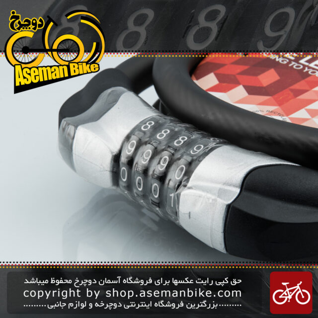 قفل کابلی دوچرخه ایمنی رمزدار اوکی مدل  با قطر 15 در 1500 میلیمتر مدل 87614 Cable Lock Ok Model 87614 15x1500 mm Black