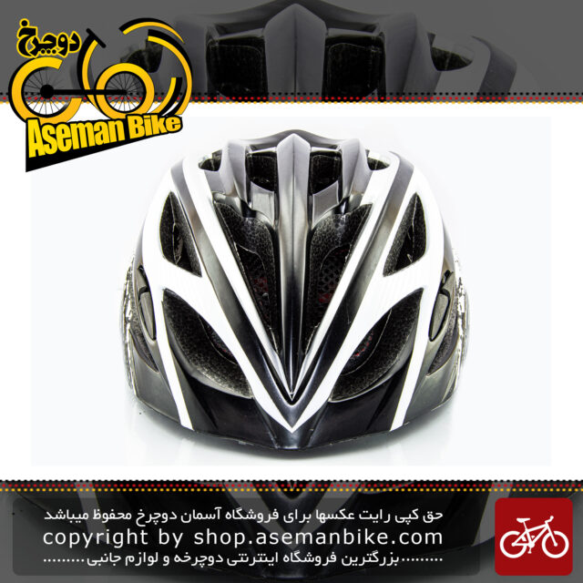 کلاه ایمنی دوچرخه سواری برند مون مدل ام 10 چراغ دار رنگ مشکی سفید سایز 53 الی 62 سانتی متر Helmet Bicycle Moon M10 Black