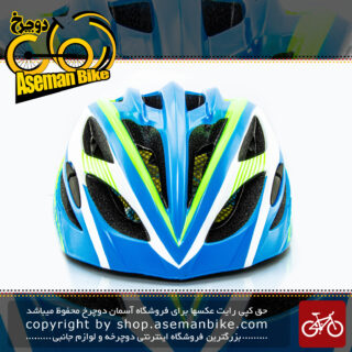 کلاه ایمنی دوچرخه سواری برند مون مدل ام 10 چراغ دار رنگ آبی سبز سایز 53 تا 62 سانتی متر 62-53 Helmet Bicycle Moon M10 blue green