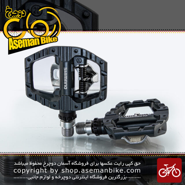 پدال دوچرخه کوهستان شهری شیمانو یک طرف لاک قفل شو یک طرف عادی میخ دارمدل ای اچ 500 ساخت مالزی Shimano Bicycle Pedal Lock PD-EH500