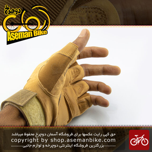 دستکش نیم پنجه ورزشی دوچرخه سواری کمپینگ اوکلی مدل او سیکس عسلی OAKLEY Safe Cycling Camping Glove O6 Honey-like