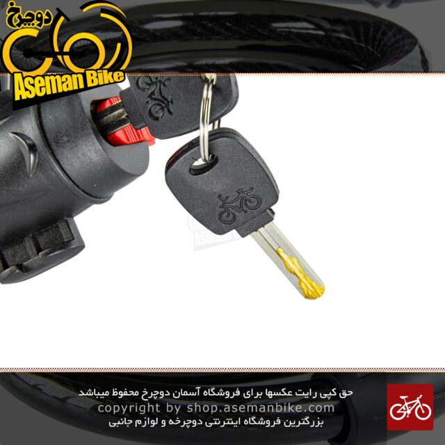 قفل کابلی سیم بکسلی کلیدی دوچرخه برند وایب مدل 1000C22 سایز 12 با طول 1500میلیمتر مشکی Cable Lock Bicycle Brand VIBE Size 12x1500mm Model 1000C22 Black