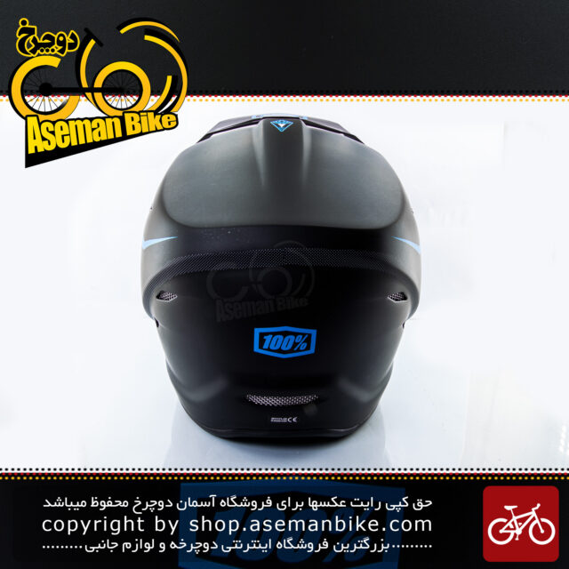 کلاه دوچرخه سواری دانهیل برند جاینت و %100 مدل فول فیس استاتوس مشکی/آبی سایز 60-59سانتی متر Giant With 100% Status Downhill Helmet Full Face Black/Cyan 59-60