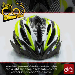 کلاه ایمنی دوچرخه سواری برند جی تان مدل جی 10 رنگ فسفری-سفید-مشکی سایز 54الی 63سانتی متر 63-54-Helmet Bicycle  Gitane G10 yellow- white-black