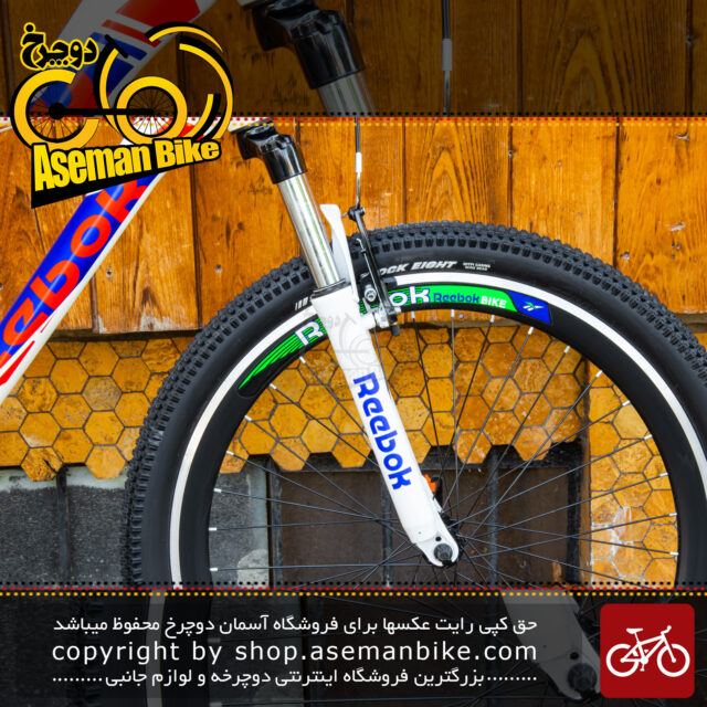 دوچرخه کوهستان شهری ریبوک سایز 26 با سیستم دنده 21 سرعته سفید و آبی و قرمز Reebok MTB City Bicycle Size 26 21 Speed White & Blue & Red