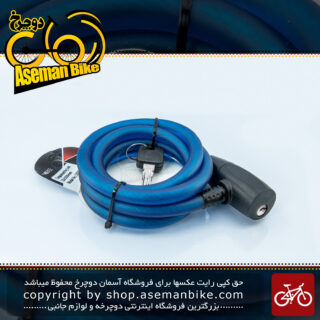 قفل کابلی سیم بکسلی کلیدی دوچرخه برند وایب مدل 1000C15 سایز 12 با طول 1200میلیمتر آبی Cable Lock Bicycle Brand VIBE Size 12x1200mm Model 1000C15 Blue