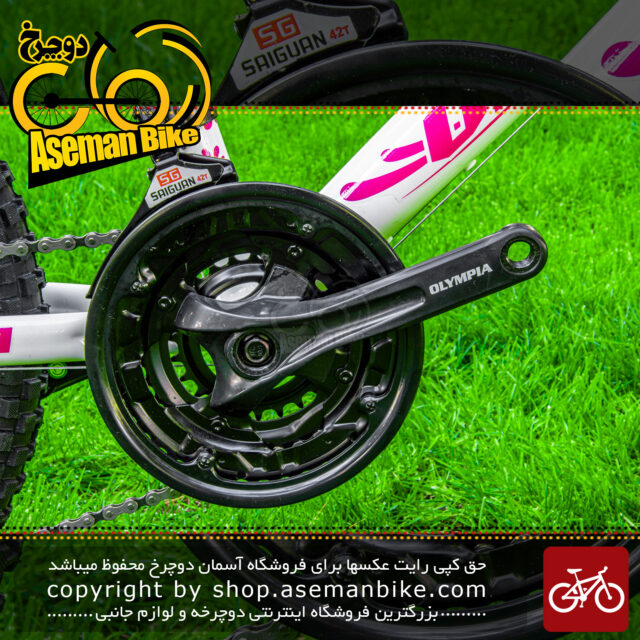 دوچرخه بچگانه المپیا مدل پلیر سایز 20 با سیستم دنده 21 سرعته سفید و صورتی Kids Bicycle Olympia Player Size 20 21 Speed White & Pink