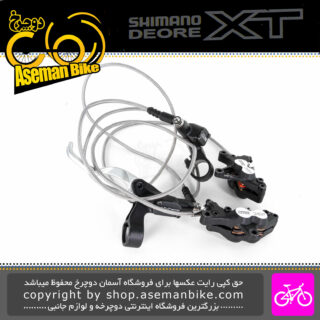 ترمز هیدرولیک روغن دوچرخه شیمانو DEORE XT M755 چهار پیستون در حد نو Shimano Bicycle Hydraulic Disc Brake Lever set Deore XT M-755 Black Japan