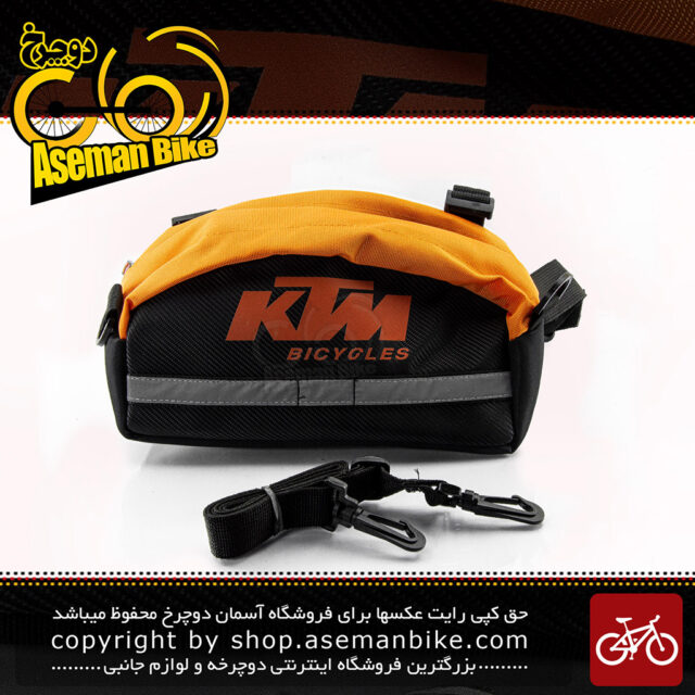کیف جلو فرمان دوچرخه با قابلیت استفاده به صورت کیف کمری مدل کی تی ام مشکی-نارنجی KTM Bike Handlebar Bag Black-Orange 