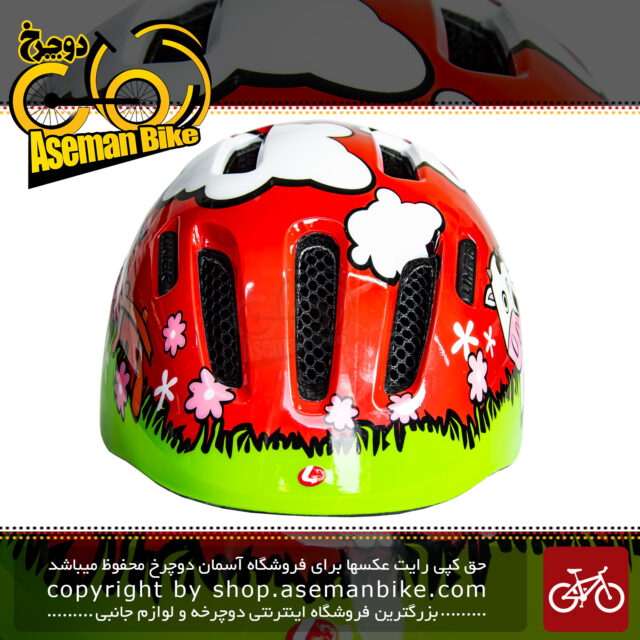 کلاه ایمنی دوچرخه بچه گانه برند لیمار سوپر سبک وزن مدل 224 سایز اسمال 46 تا 52 سانت رنگ قرمز گاو چران طراحی ایتالیا Limar Bicycle Helmet Kids 224 S 46-52cm Superlight Red Grazing Italy