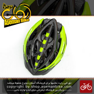 کلاه دوچرخه سواری راکی مدل ام وی 50 کد بلک زد اکس 2 سایز لارج 58 تا 61 سانت مشکی/سبز فلورسنت Rocky Bicycle Helmet MV50 CodeBlack ZX2 L 58-61cm Black/Fluorescent Green