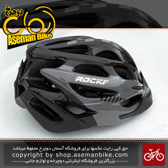 کلاه دوچرخه سواری راکی مدل ام وی 50 کد بلک 2 آر اس سایز لارج 58 تا 61 سانت مشکی نوک مدادی Rocky Bicycle Helmet MV50 CodeBlack 2RS L 58-61cm Black-Graphite Grey
