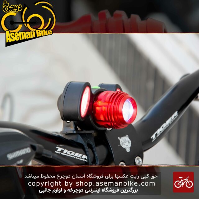 چراغ جلو دوچرخه شارژی هد لایت با قلبلیت زوم مدل EBT1S سفید قرمز CRUCIAL Bicycle Head Light Rechargeable RED White EBT1S
