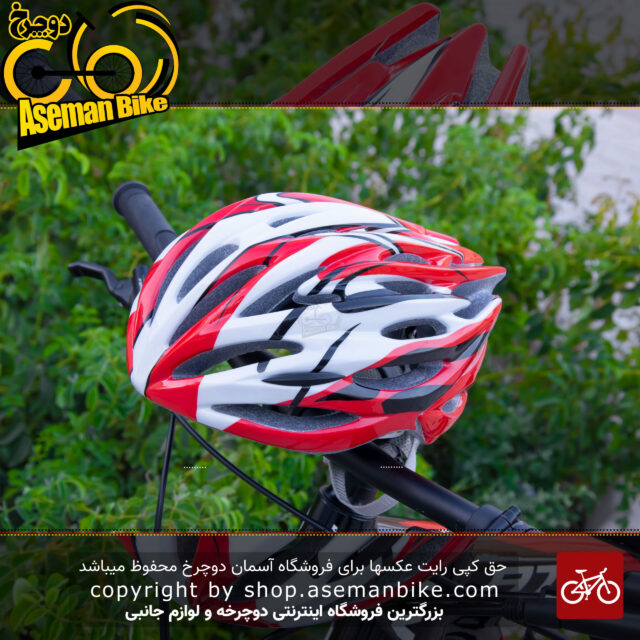 کلاه ایمنی دوچرخه سواری مدل NINJA سفید قرمز سایز 56 الی 62 سانتی متر NINJA Bicycle Helmet RED Size 56-62 CM