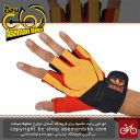 دستکش دوچرخه آدیداس نیم انگشت مشکی زرد Adidas Bicycle Gloves Half Finger