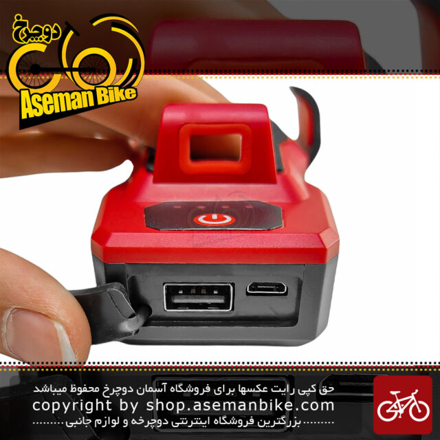 چراغ بوق و هولدر موبایل دوچرخه 550 لومن BF مدل 909 قرمز Bicycle BF Light Phone Holder & Horn 550LM 909 Red