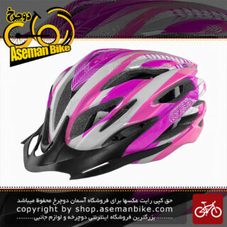 کلاه دوچرخه سواری میلان مدل رویس سایز دور سر 50 الی 58 سفید صورتی Milan Royce Bicycle Helmet 50 to 58 White Pink