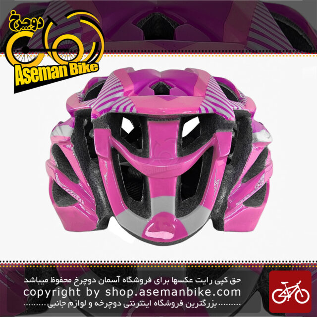 کلاه دوچرخه سواری میلان مدل رویس سایز دور سر 50 الی 58 سفید صورتی Milan Royce Bicycle Helmet 50 to 58 White Pink