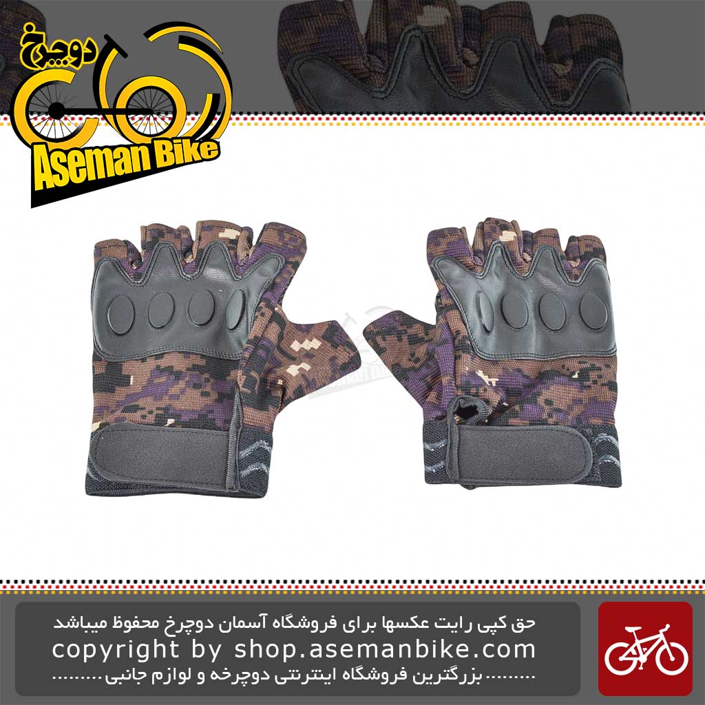 دستکش دوچرخه سواری تیلت نیم پنجه مدل چریکی مشکی/قهوه ای Tilt Bicycle Sport Glove Half Guerrilla Black/Brown