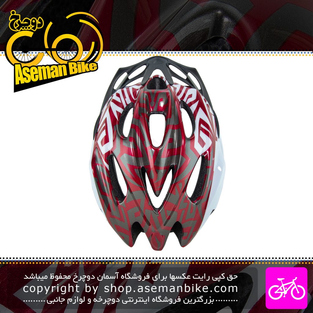 کلاه دوچرخه سواری راکی مدل ام وی 16 قرمز سفید Rocky Bicycle Helmet MV16 58-61cm White Red