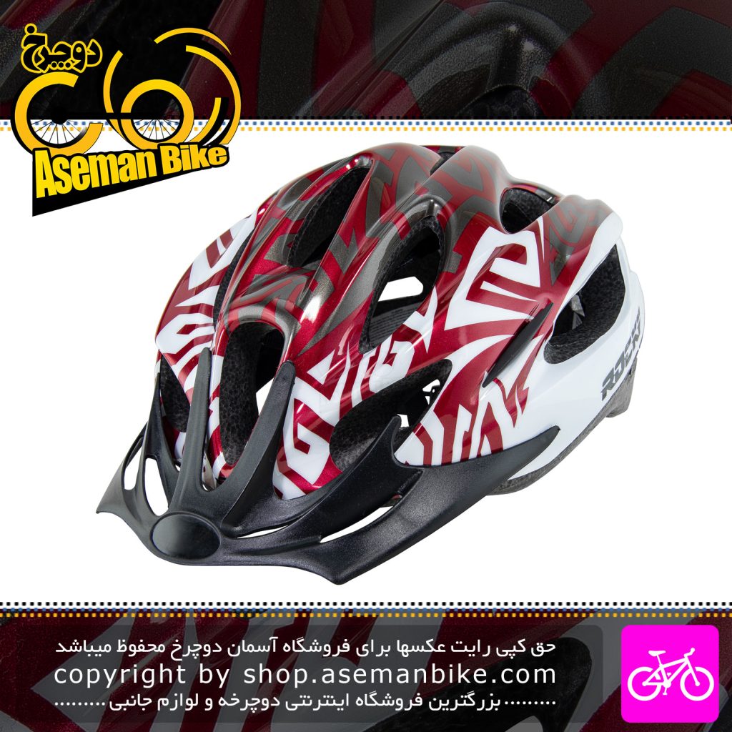کلاه دوچرخه سواری راکی مدل ام وی 16 قرمز سفید Rocky Bicycle Helmet MV16 58-61cm White Red