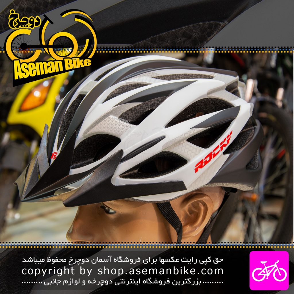 کلاه دوچرخه سواری راکی مدل HY032 مشکی سفید Rocky Bicycle Helmet HY032 58-61cm Black White 