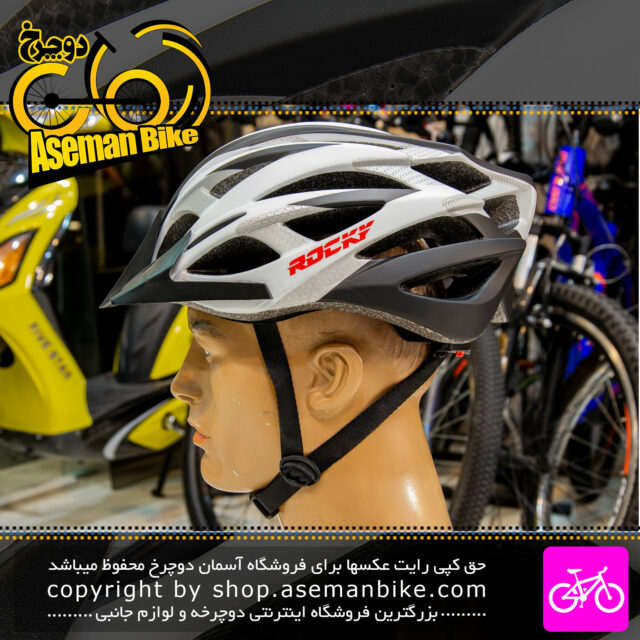 کلاه دوچرخه سواری راکی مدل HY032 مشکی سفید Rocky Bicycle Helmet HY032 58-61cm Black White