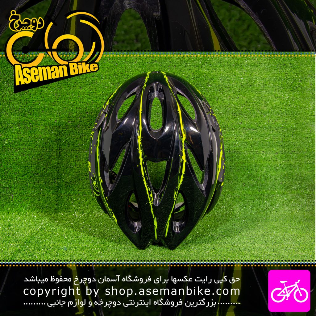 کلاه دوچرخه سواری بهمراه عینک مدل D60 مشکی سبز Bicycle Helmet D60 55-59cm Black