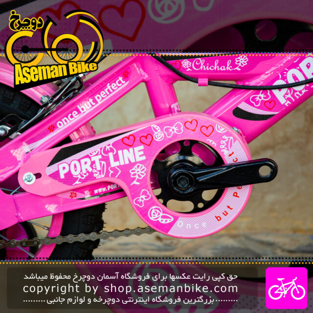 دوچرخه بچه گانه دخترانه چیچک مدل پورت لاین سایز 12 رنگ صورتی Chichak Kids Girl Bicycle Port Line Size 12 Pink