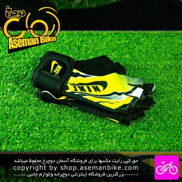 دستکش ورزشی دوچرخه سواری نایک رنگ مشکی زرد Nike Bicycle Gloves Black Yellow