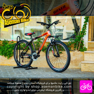 دوچرخه دست دوم کوهستان المپیا سایز 26 مدل باکسر رنگ مشکی نارنجی Olympia MTB Bicycle Boxer 26 Black Orange