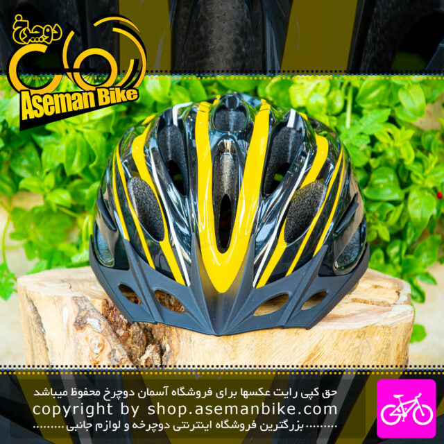 کلاه دوچرخه سواری وایب مدل Timber رنگ مشکی زرد VIBE Bicycle Helmet Timber