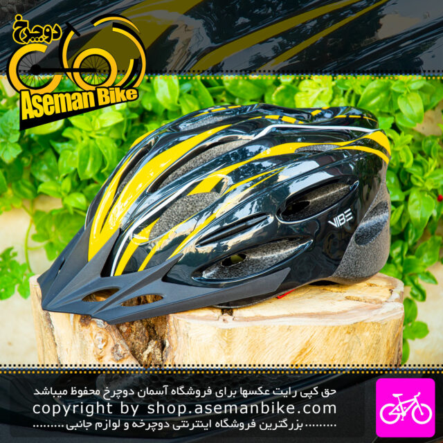 کلاه دوچرخه سواری وایب مدل Timber رنگ مشکی زرد VIBE Bicycle Helmet Timber